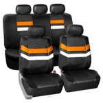 FH GROUP PU006115 Varsity Spirit PU Leather Seat Covers, Airbag & Split Ready, Orange / Black Color