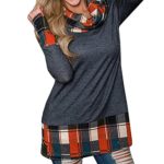 Clearance Deals Hooded Pullover,ZYooh Womens Turtleneck Plaid Patchwork Long Sleeve Hoodies Blouse (Orange, XL)