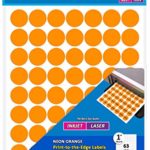 Garage Sale Pup Pack of 2016 1″ Round Color Coding Circle Dot Labels, Neon Orange, 8 1/2″ x 11″ Sheet, Fits Any Printer