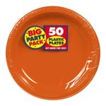 Big Party Pack Dessert Plates, 50 Pieces, Made from Plastic, Orange, 7-Inch by Amscan