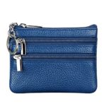 Women’s Genuine Leather Coin Purse Mini Pouch Change Wallet with Key Ring