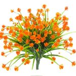 Artificial Fake Flowers, 4 Bundles Outdoor UV Resistant Greenery Shrubs Plants Indoor Outside Hanging Planter Home Garden Décor?Orange?