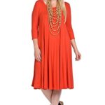 Pastel by Vivienne Women’s A-Line Trapeze Midi Dress Plus Size XXX-Large Rust