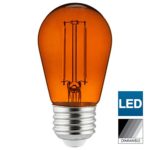 Sunlite LED Transparent Orange Colored S14 Medium Base (E26) Bulb – Parties, Decorative, and Holiday 15,000 Hours Average Life