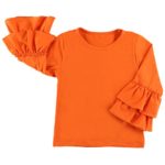 IBTOM CASTLE Little Girls’ Long-Sleeve Icing Lotus Ruffle Cotton T-Shirt Cuff Undershirt School Tee Christmas Outfits Raglan Casual Blouse Orange 18-24 Months