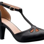 OLIVIA K Women’s Low Heels Mary Jane Pumps – Adorable Vintage Shoes- Unique Round Toe Design With An Adjustable T Strap