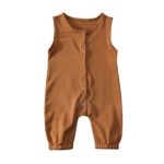 BiggerStore Infant Toddler Baby Girl Boy Sleeveless Romper Jumpsuit Shorts Summer Outfit Clothes (Orange, 0-6 Months)
