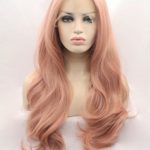 K’ryssma Fashion Orange Pink Lace Wig Mixed Color Glueless Long Natural Wavy Middle Part Synthetic Lace Front Wigs For Women Half Hand Tied Heat Resistant 22 Inch
