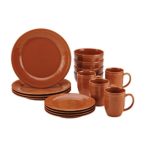 Rachael Ray Cucina 16-Piece Stoneware Dinnerware Set, Pumpkin Orange