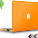 UESWILL Smooth Soft-Touch Matte Frosted Hard Shell Case Cover for MacBook Air 13″ (Model: A1466/A1369) + Microfibre Cleaning Cloth, Orange