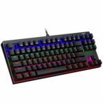 AUKEY Mechanical Keyboard LED Backlit Gaming Keyboard with Blue Switches, 87-Key 100% Anti-Ghosting Water-Resistant for PC and Laptop Gamers