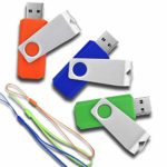 RAOYI 3Pcs USB Flash Drive 32GB USB2.0 Thumb Drive Memory Stick Lanyard Swivel Design (3 Colors Mixed : Green Blue and Orange)