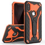 Zizo Static Series Compatible with iPhone X case with Kickstand Military Grade Drop Tested Impact Resistant Heavy Duty Case iPhone XS Black Orange