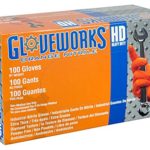 AMMEX – GWON48100-BX – Nitrile Gloves – Gloveworks – Heavy Duty, Disposable, Powder Free,  Latex Rubber Free, 8 mil, XLarge, Orange (Box of 100)