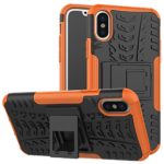 iPhone X Stand Case, iPhone X Orange Case, Moment Dextrad [Built-in Kickstand][Non-slip Design] Dual Layer Hybrid Full-body Rugged [Shock Proof] Protection Case Cover for Apple iPhone X + Stylus