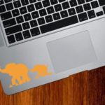 Elephant Mom and Baby – DESIGN 1 – Trackpad / Keyboard – Vinyl Decal (Color Variations Available) (ORANGE)