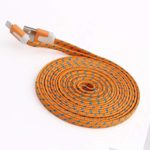 NTJ Flat Braided USB Data Sync Charging Cable (10 Colors Choices & 3,6,10ft) (TIGER STRIPE ORANGE (6FT))