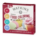 Watkins Assorted Food Coloring, No Artificial Dyes, Red/Yellow/Green/Blue, 1.2 Ounce