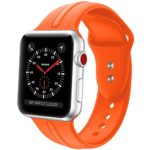 Sundo Sport Band Compatible with Apple Watch Band 42mm 44mm Classic Soft Silicone Wrist Strap Bracelet Replacement for iWatch All Series 4 3 2 1 S/M M/L?Orange 42/44mm S/M?