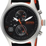 HUGO BOSS Men’s ‘Amsterdam’ Quartz Stainless Steel and Leather Casual Watch, Color:Black (Model: 1550020)