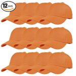 TZ Promise 12 Pack Wholesale Unisex Plain Solid Color Adjustable Baseball Caps Hats (Orange)