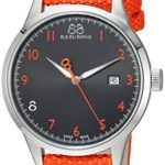 88 Rue du Rhone Men’s ‘Rive’ Swiss Quartz Stainless Steel and Leather Dress Watch, Color:Orange (Model: 87WA154102)