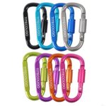 Carabiner Keychain,Hook Clip Aluminum D-ring Locking Flat D-Shape Lock Snap Backpack Water Bottle Climbing Gear Accessories EDC Camping Tent Multi Function Tool Multiple Colors