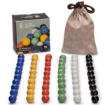 Marbles for Chinese Checkers, Set of 60, 6 Solid Colors, 10 Marbles for Each Color, Includes Velvet Drawstring Pouch