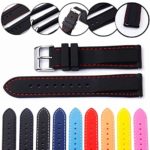 Quick Release Silicone Replacement Watch Band Soft Rubber Watch Straps with Stainless Metal Clasp Choice of Color & Width
