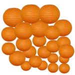 Just Artifacts Decorative Round Chinese Paper Lanterns 24pcs Assorted Sizes (Color: Red Orange)