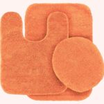 *ORANGE*3PC BATHROOM SET RUG CONTOUR MAT TOILET LID COVER PLAIN SOLID COLOR BATHMATS