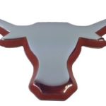 The University of Texas Longhorns METAL Auto Emblem – Many Different Colors Available! (Chrome (Orange trim))