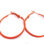 Color Hoop Earrings Simple Thin Hoop Earrings 1 Inch Orange Hoop Earrings
