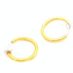 HYYIdealism IrbingNii Clip-On Hoop Fake Nose Lip clip earrings Spring man woman 1.3mm Earrings Orange Color Tone