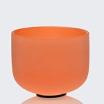 TOPFUND Singing Bowls D# Note Crystal Singing Bowl Sexual Chakra Orange Color 8 inch (O-Ring and Mallet Included)