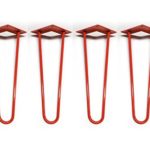 Hairpin Legs Set of 4 – Cold Rolled Steel – Raw and Color Available – Made in The USA (8″ Tall, 3/8″ Diameter – Orange/Red- Shipped as Set of 4 Legs)