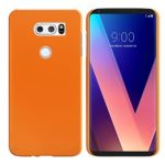 FINCIBO LG V30 V30+ Plus Case, Back Cover Hard Plastic Protector Case Stylish Design for LG V30 V30+ Plus H930 VS996 H931 H932 US998 6 inch – Solid Neon Fluorescent Orange Color