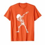 Mens Dabbing Skeleton Shirt – Funny Halloween Dab Skull T-Shirt Medium Orange