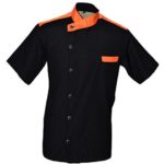 Leorenzo Creation CL-55 Men’s Chef Coat Orange Colour in Collar (Size- L, Black Colour)