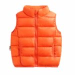 Elishow Unisex Baby’s Cotton Vest Sleeveless Jacket Fleece Waistcoat Lightweight Breathable Soft Candy Color Size 90cm Orange