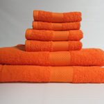 Lantrix SOFT 100% Natural COTTON 6 Piece TOWEL SET (ORANGE)