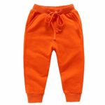 Hwafan Unisex Kids Solid Color Drawstring Waist Pants Baby Active Bottoms Sweatpants Orange 100cm
