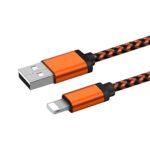 SKITCH For iPhone Charger Cable, 2M Nylon Braided USB Charger Cord Data Sync Charger Cable for iPhone 5, 5S, 6, 6 Plus, 7, 7 Plus(Orange)