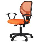 Topeakmart Adjustable Swivel Computer Desk Chair with Arms Seating Back Rest Fabric Mesh (Orange)