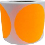 4″ Inch Diameter Round Fluorescent Orange Color Coding Dot Labels – 500 Colored Circle Stickers Per Roll
