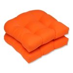 Pillow Perfect Outdoor Sundeck Wicker Seat Cushion, Orange, Set of 2