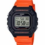 Casio Men’s ‘Classic’ Quartz Stainless Steel and Resin Watch, Color:Orange (Model: W-218H-4B2VCF)