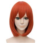Flovex Short Straight Anime Bob Cosplay Wigs Natural Sexy Costume Party Daily Hair with Bangs (Orange)