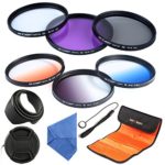 62mm Filter, K&F Concept 62mm Slim Lens Filter Set (Slim FLD+Slim CPL Circular Polarizing+ Slim UV Protector+ Slim Graduated Color Filter Blue+Orange+Gray)