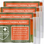 Emergency Mylar Thermal Blankets (4-Pack) + Bonus Signature Gold Foil Space Blanket: Designed for NASA, Outdoors, Hiking, Survival, Marathons or First Aid (Double Color Sides: Orange & Army Green)